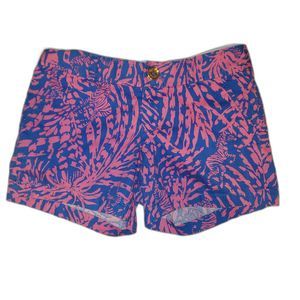 LILLY PULITZER Rolling In The Grass Pink Blue Zebra The Callahan Short Size 4